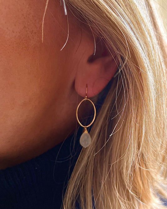 Kula White Moonstone Dangles