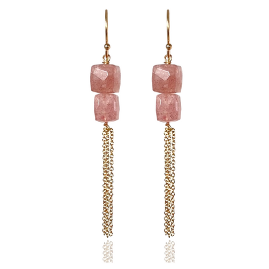 Paholoi Strawberry Quartz Dangles