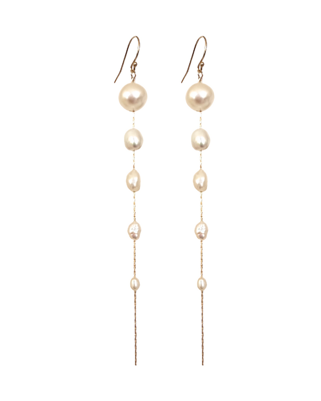 Long Baroque Freshwater Pearl Earrings – 14 K Gold-Filled
