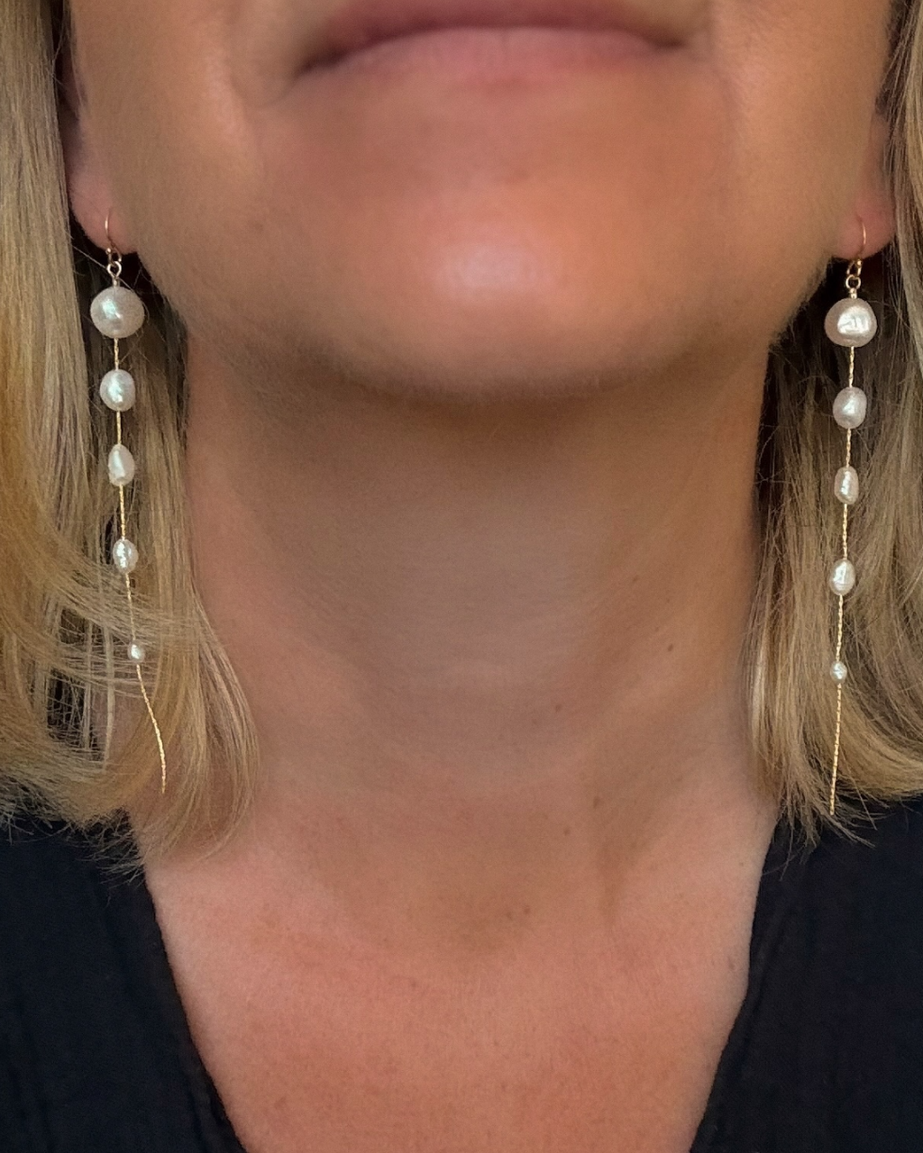 Long Baroque Freshwater Pearl Earrings – 14 K Gold-Filled