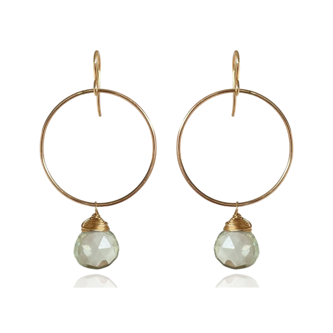 Bikini Green Amethyst Hoops