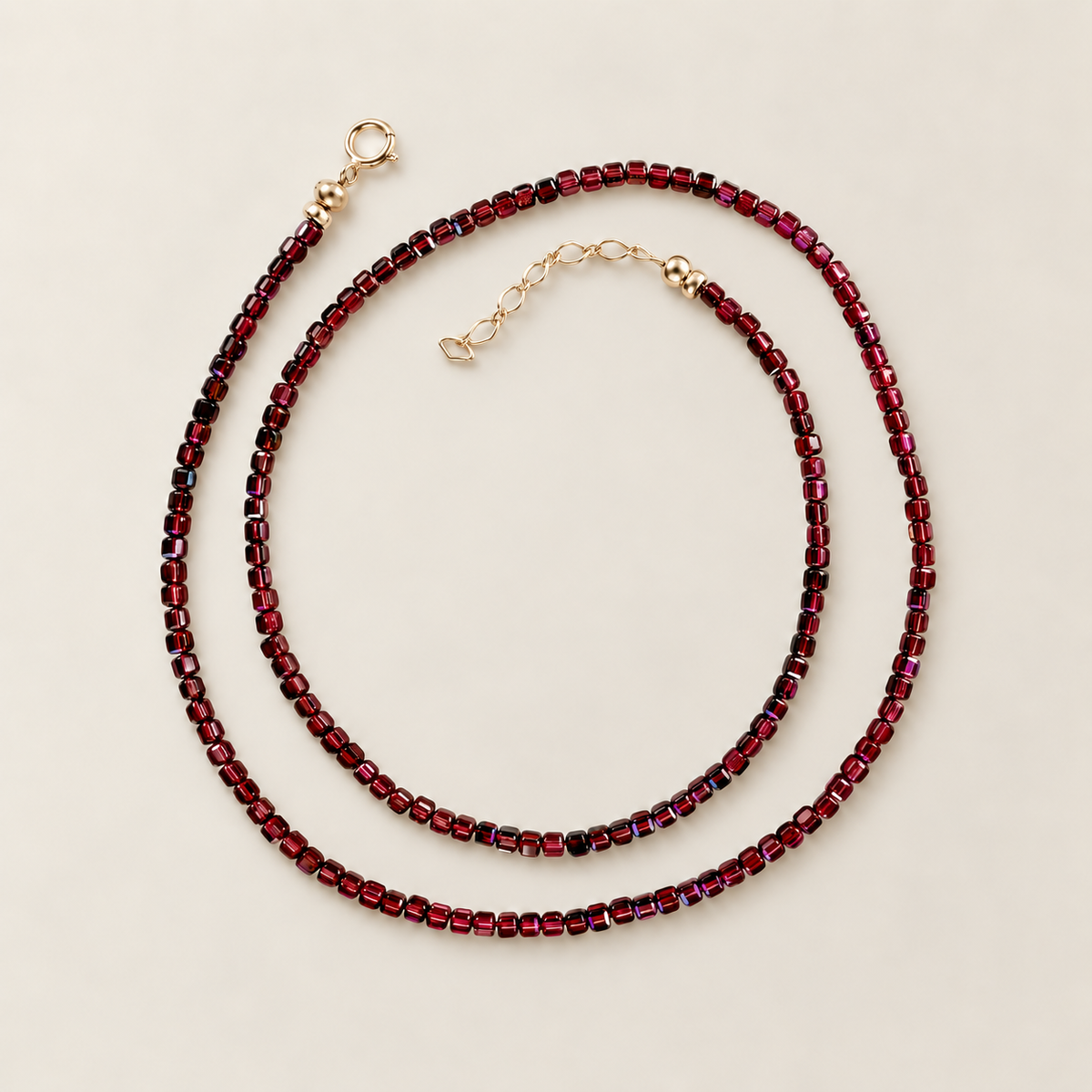 Collier Grenat Perles Cube