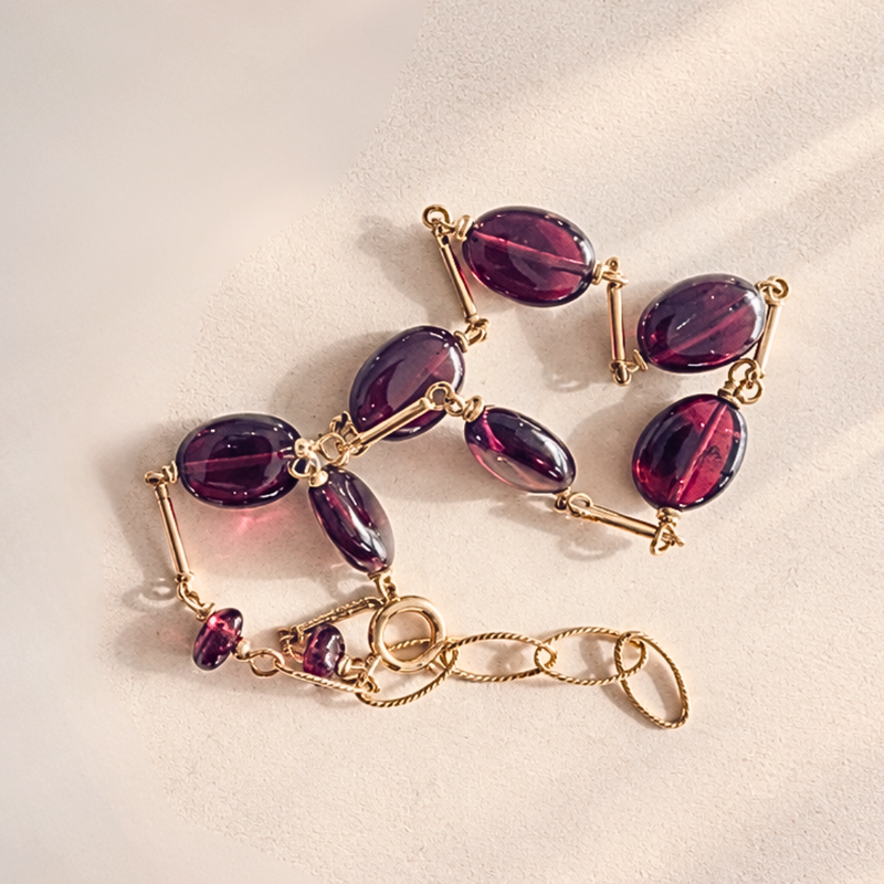 Bracelet Garnet Oval - Smooth Beads