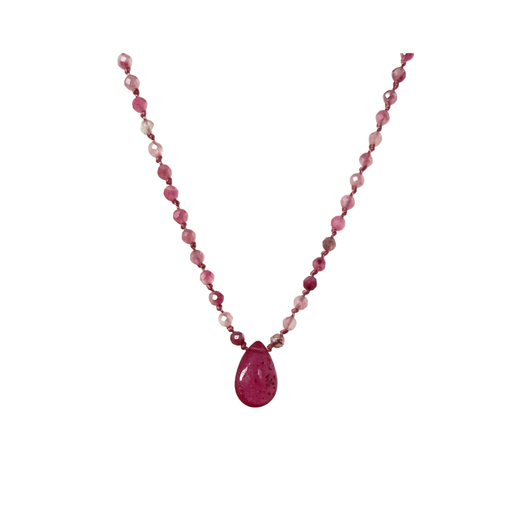 Halawa Pierre de Lune Rose Collier