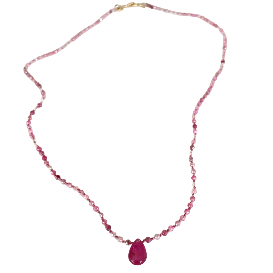 Halawa Pierre de Lune Rose Collier