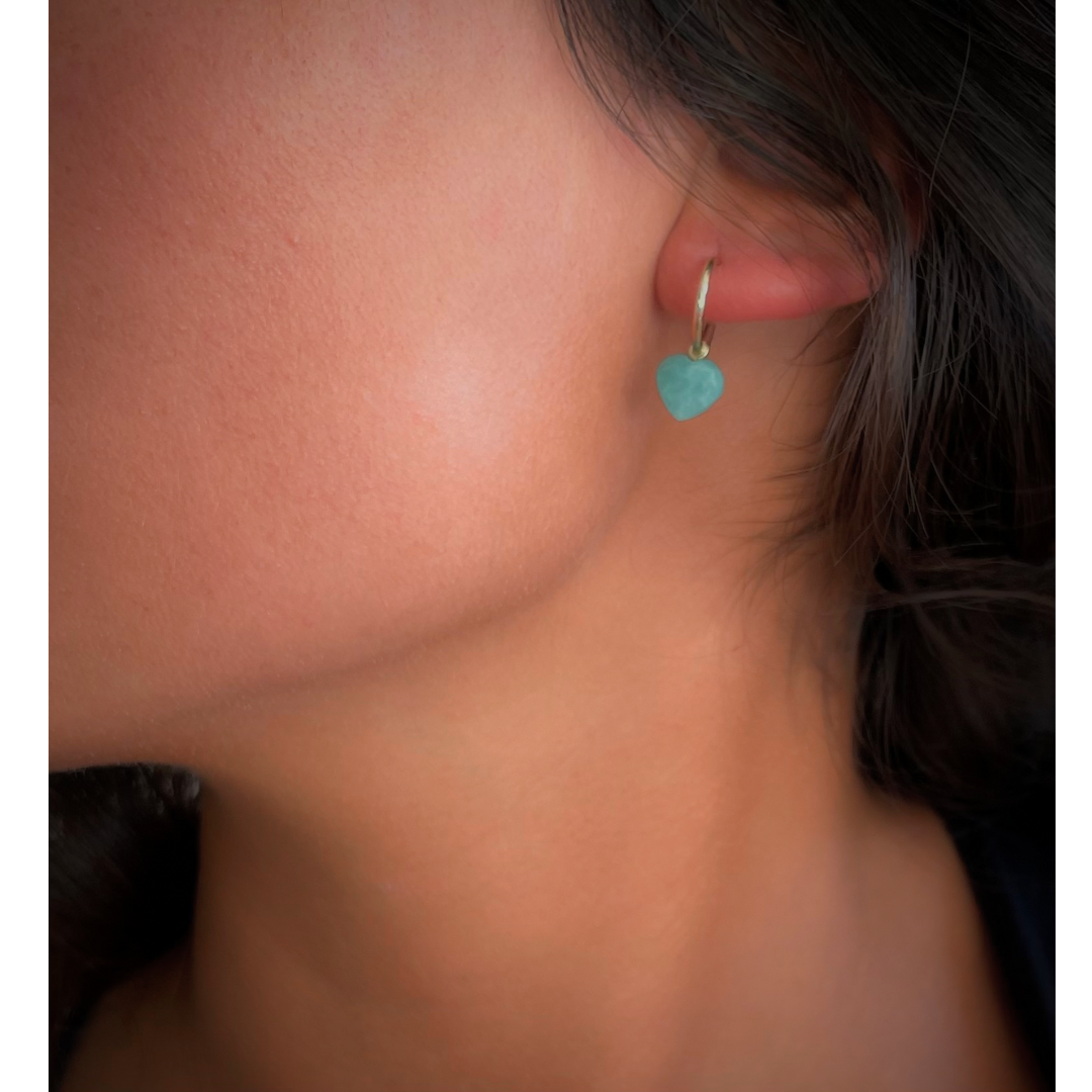 Namu Amazonite Heart Hoops