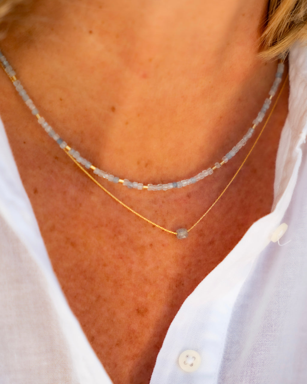 Necklace Aquamarine Dice