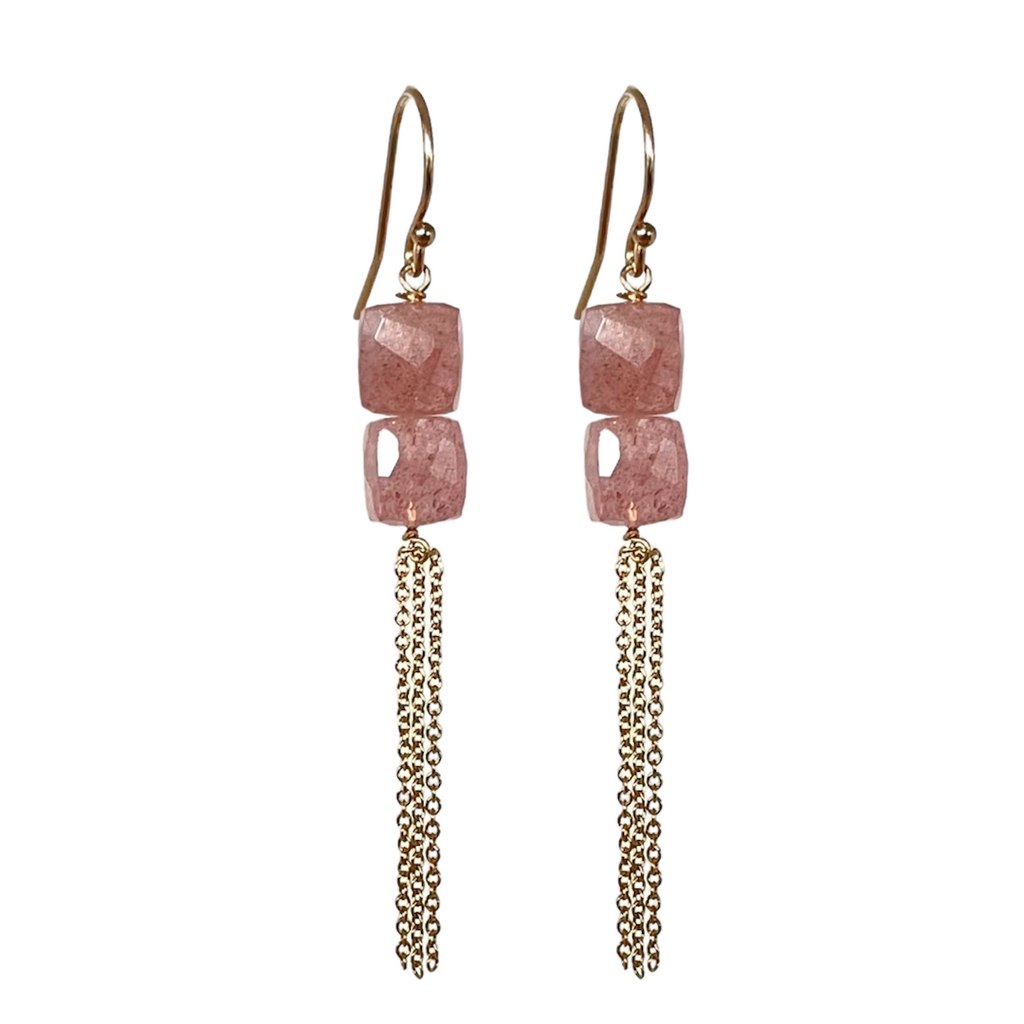 Paholoi Strawberry Quartz Dangles
