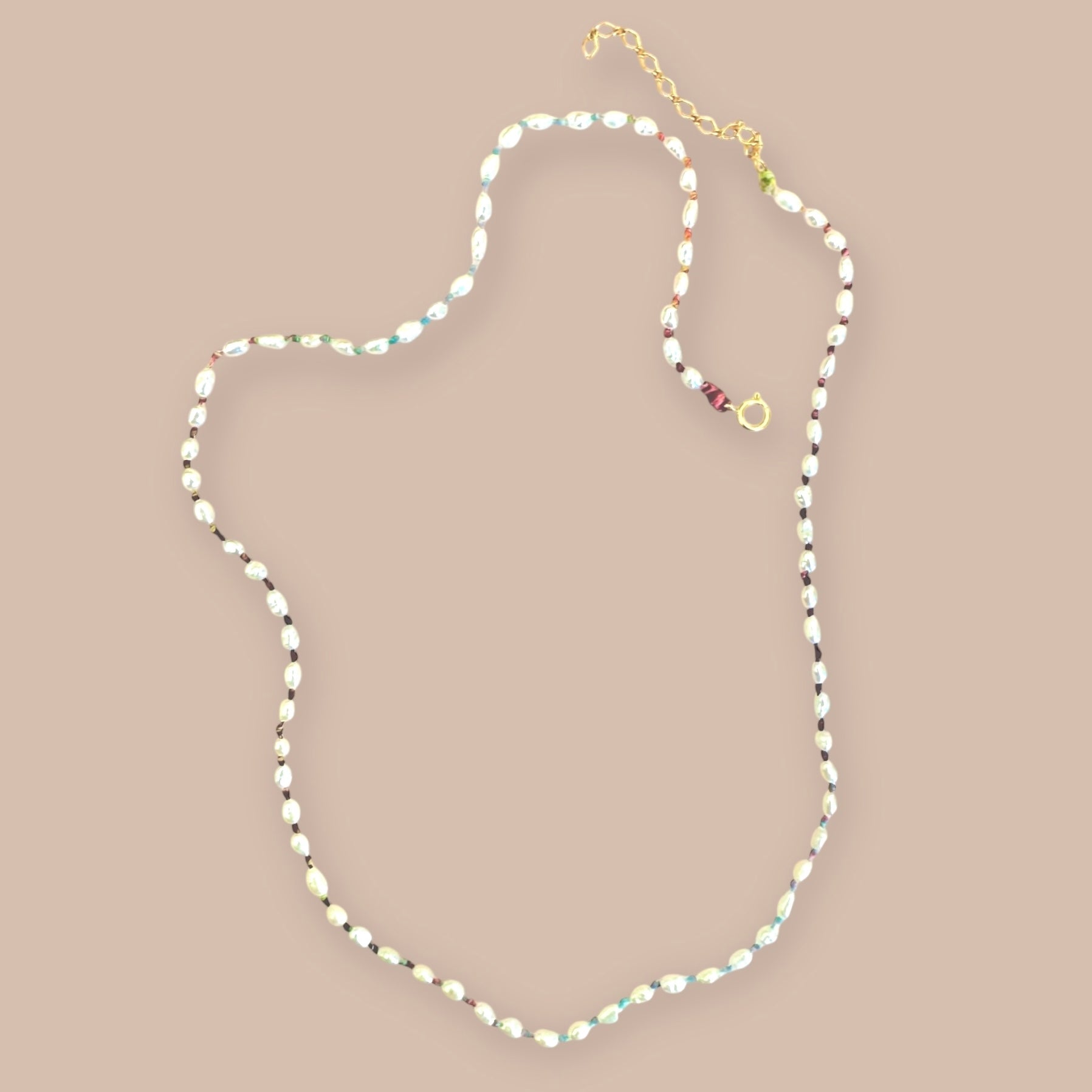 Rainbow Freshwater Pearl - Necklace - Knotted