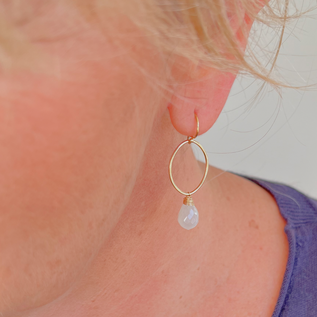 Kula White Moonstone Dangles