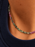 Collier double rang en rubis zoïsite